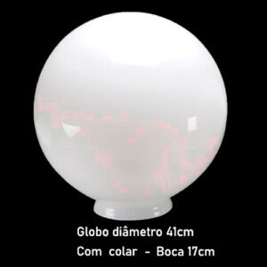 Globo de Vidro para Luminária 17x41cm - Com Colar