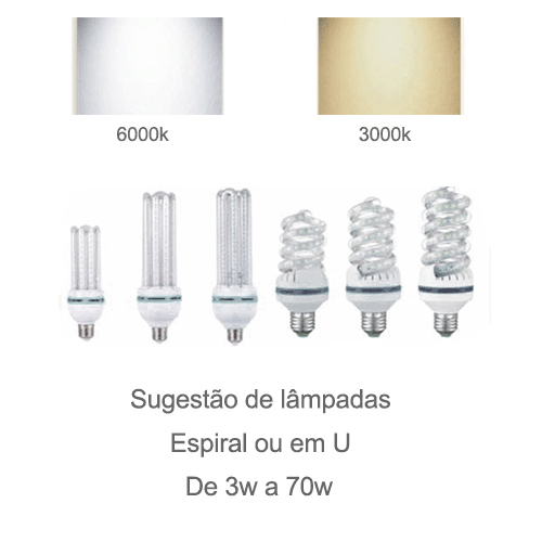 lampadas led espiral ou u