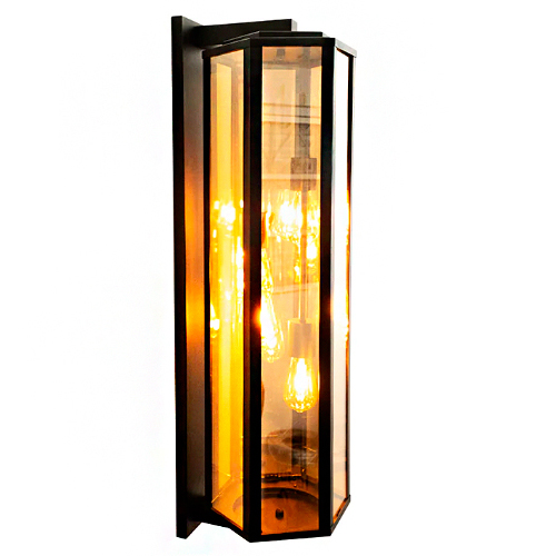 Arandela Sextavada Clássica 5 lampadas luxo em aluminio e vidro
