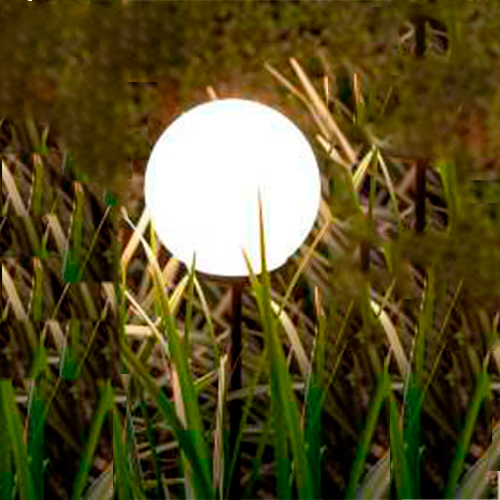 Luminaria de Chao Balizador Espeto Esfera de Vidro